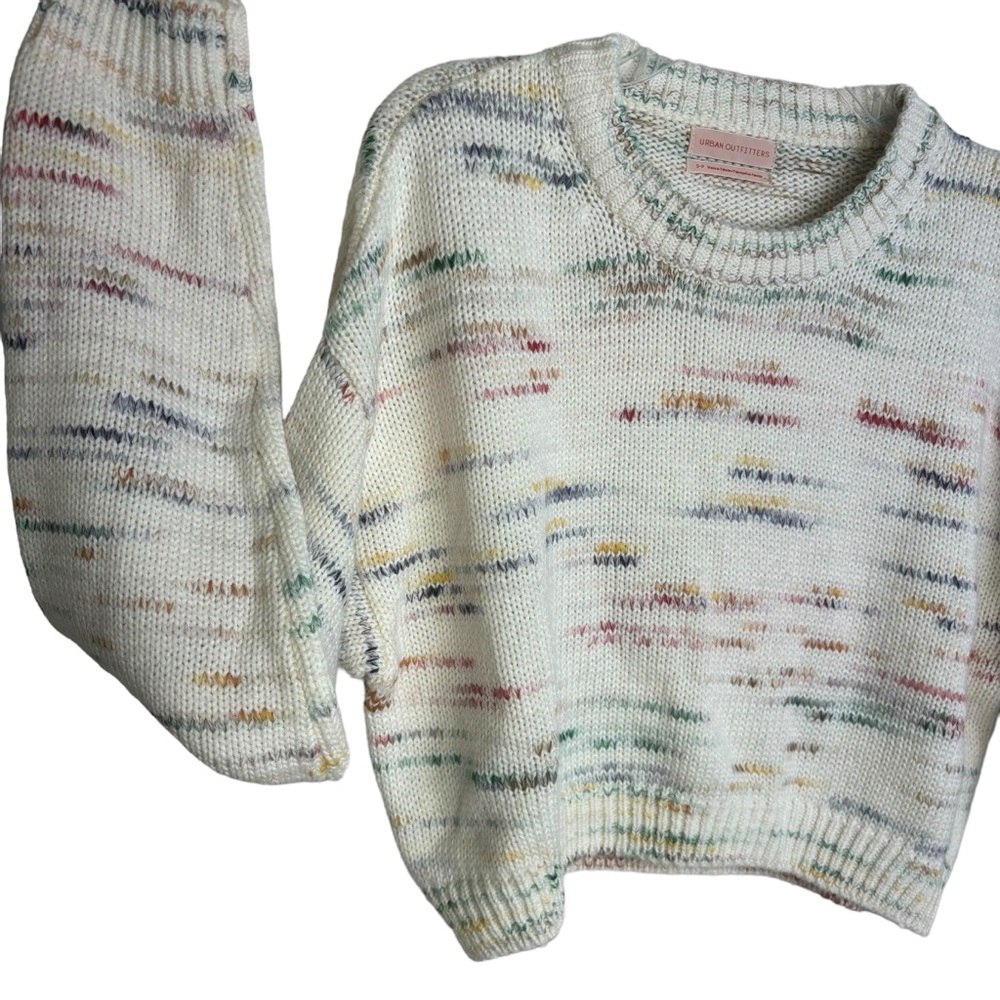 Urban Outfitters Wool Sweater, Small, Ivory Cropped, Chunky Knit - Picture 3 of 11